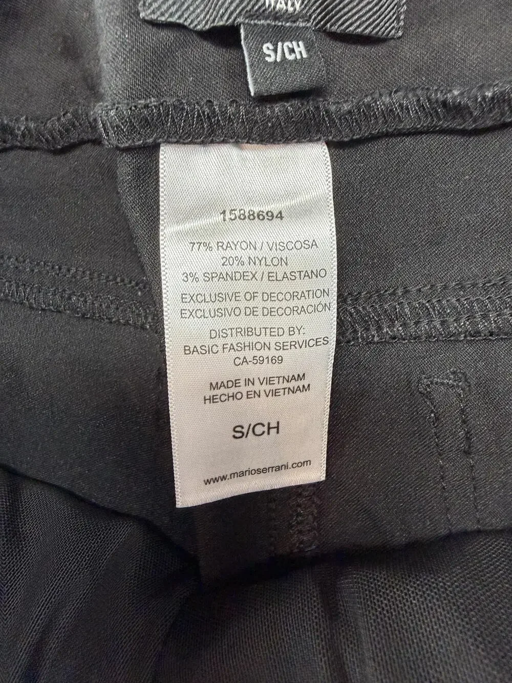 Mario Serrani Pants Womens Small Black Ponte Jegging Elastic Waist Stretch